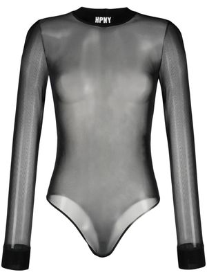 Heron Preston logo-embroidered mesh bodysuit - Black