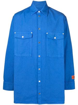 Heron Preston logo-patch button-up shirt - Blue