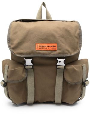 Heron Preston logo-patch cotton backpack - Green