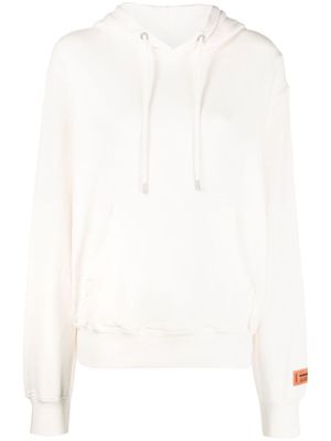 HERON PRESTON logo-patch cotton hoodie - White
