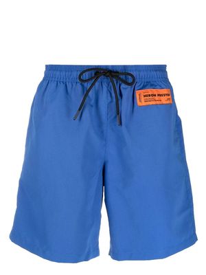Heron Preston logo-patch drawstring swim shorts - Blue