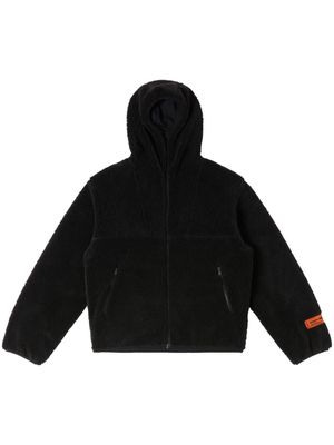 Heron Preston logo-patch fleece hooded jacket - Black