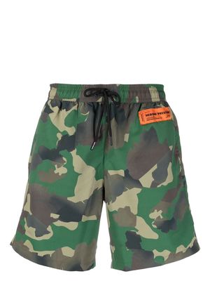 Heron Preston logo-patch swim shorts - Green