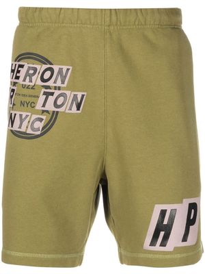 Heron Preston logo-patch track shorts - Green