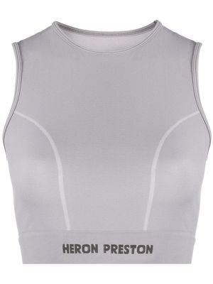 Heron Preston logo-print crop top - Grey