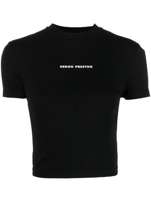 HERON PRESTON logo-print cropped T-shirt - Black