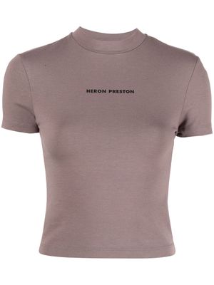 HERON PRESTON logo-print cropped T-shirt - Grey
