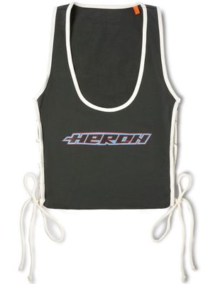 Heron Preston logo-print lace-up top - Black