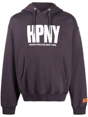 Heron Preston logo-print long-sleeve hoodie - Purple