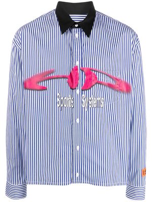 Heron Preston logo-print striped cotton shirt - Blue