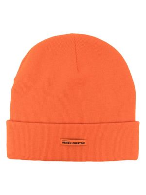 Heron Preston logo-tag wool beanie - Orange
