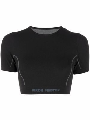 Heron Preston logo-tape active cropped top - Black