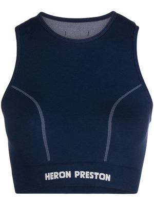 Heron Preston logo-underband cropped tank top - Blue