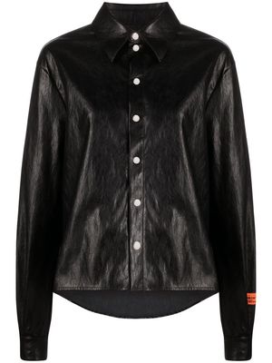 Heron Preston long-sleeved faux-leather shirt - Black