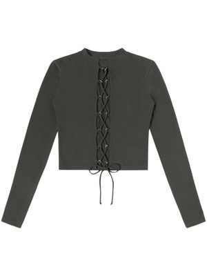 Heron Preston long-sleeved lace-up T-Shirt - Black