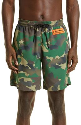 Heron Preston Men's Camouflage Swim Shorts in Military Green No Color