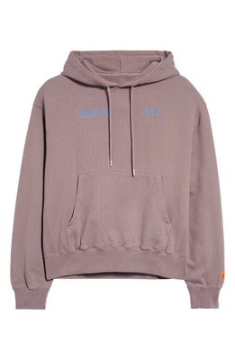 Heron Preston Oversize Embroidered Graphic Hoodie in Grey Light Blue