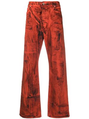 Heron Preston paint-effect denim jeans - Red