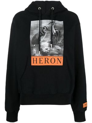 Heron Preston photograph-print drawstring hoodie - Black