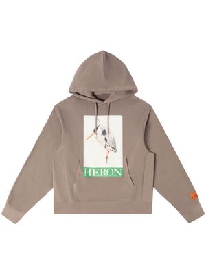 Heron Preston photograph-print drawstring hoodie - Grey