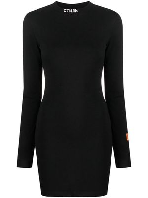 Heron Preston стиль-logo long-sleeved T-shirt dress - Black