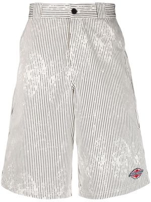 Heron Preston striped canvas shorts - White