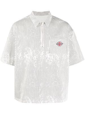 Heron Preston striped zip-up canvas shirt - White