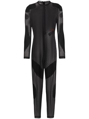 Heron Preston transparent long-sleeve jumpsuit - Black