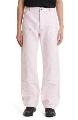 Heron Preston White Stitch Carpenter Pants in Pink No Col