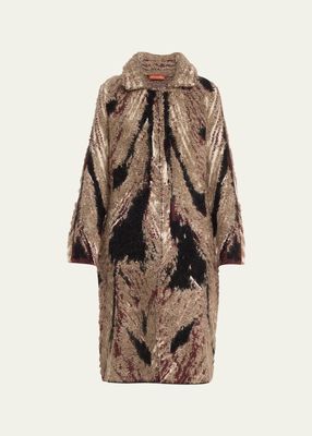 Herophile Mohair Feather Jacquard Coat