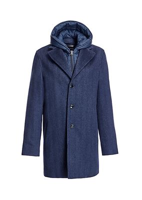 Herringbone Zip-Out Hooded Coat