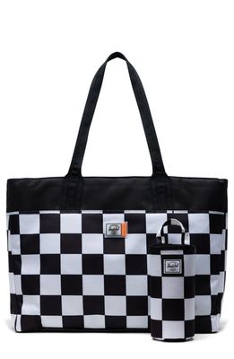 Herschel Supply Co. Alexander Insulated Recycled Polyester Zip Tote and Bottle Holder in Black/White Check