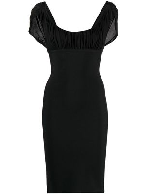 Herve L. Leroux draped-bodice pencil dress - Black