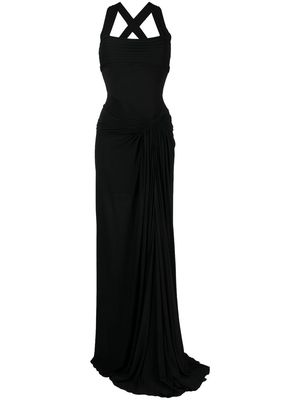 Herve L. Leroux draped-detail evening dress - Black