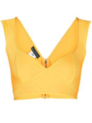 Herve L. Leroux sweetheart-neck cropped top - Yellow