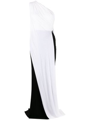 Herve L. Leroux two-tone one-shoulder gown - Black