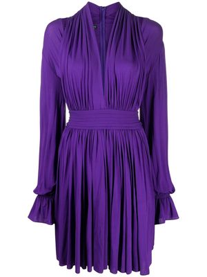 Herve L. Leroux v-neck flared dress - Purple
