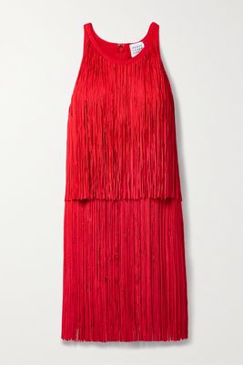 Hervé Léger - Fringed Recycled-bandage Mini Dress - Red