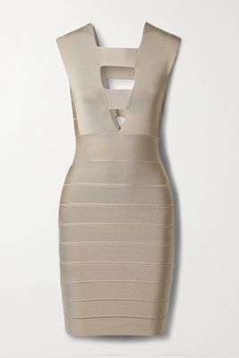Hervé Léger - Icon Cutout Recycled-bandage Mini Dress - Neutrals