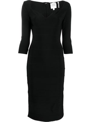HERVÉ LÉGER knit bodycon 3/4 sleeve dress - Black
