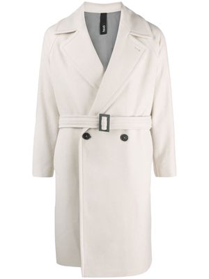 Hevo double-breasted belted coat - White