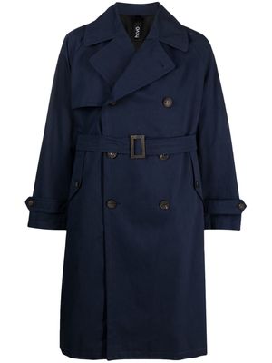 Hevo double-breasted cotton trench coat - Blue