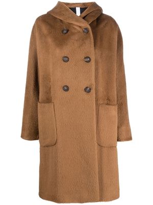 Hevo hooded double-breasted coat - Brown