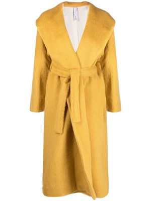 Hevo hooded tied-waist coat - Yellow