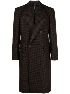 Hevo houndstooth pattern double-breasted coat - Black