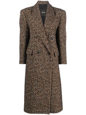 Hevo Martina leopard-print virgin wool coat - Brown