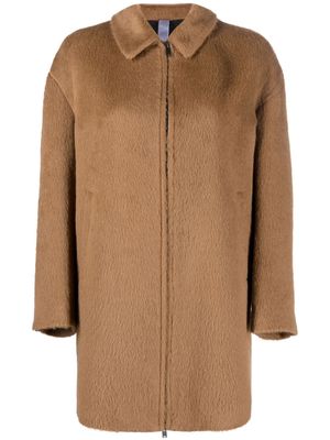 Hevo zip-up collared coat - Brown