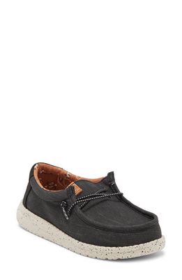 Hey Dude Kids' Wally Washed Canvas Boat Shoe in Black