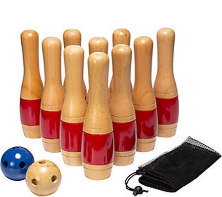 Hey] Play] 11" Wooden Lawn Bowling Set