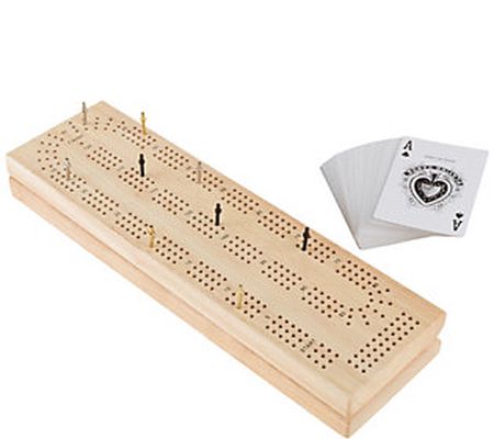 Hey] Play] Wood Cribbage Board Game Set